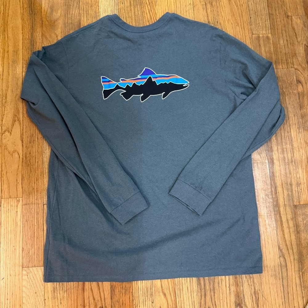 Patagonia Responsibili-Tee Long Sleeve Shirt Mens Size L Fitz Roy Trout Gorpcore - Picture 9 of 9